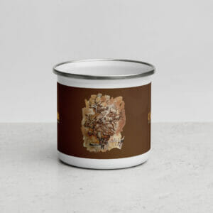 Taza esmaltada de 12onz sublimada de serie cafeína con diseño "adicto al café" - Jorge A. Merino - Amejoartes - El Salvador