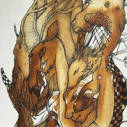 NÚCLEO II - arte hecho con café - SERIE CAFEÍNA JORGE A. MERINO - AMEJOARTES - EL SALVADOR