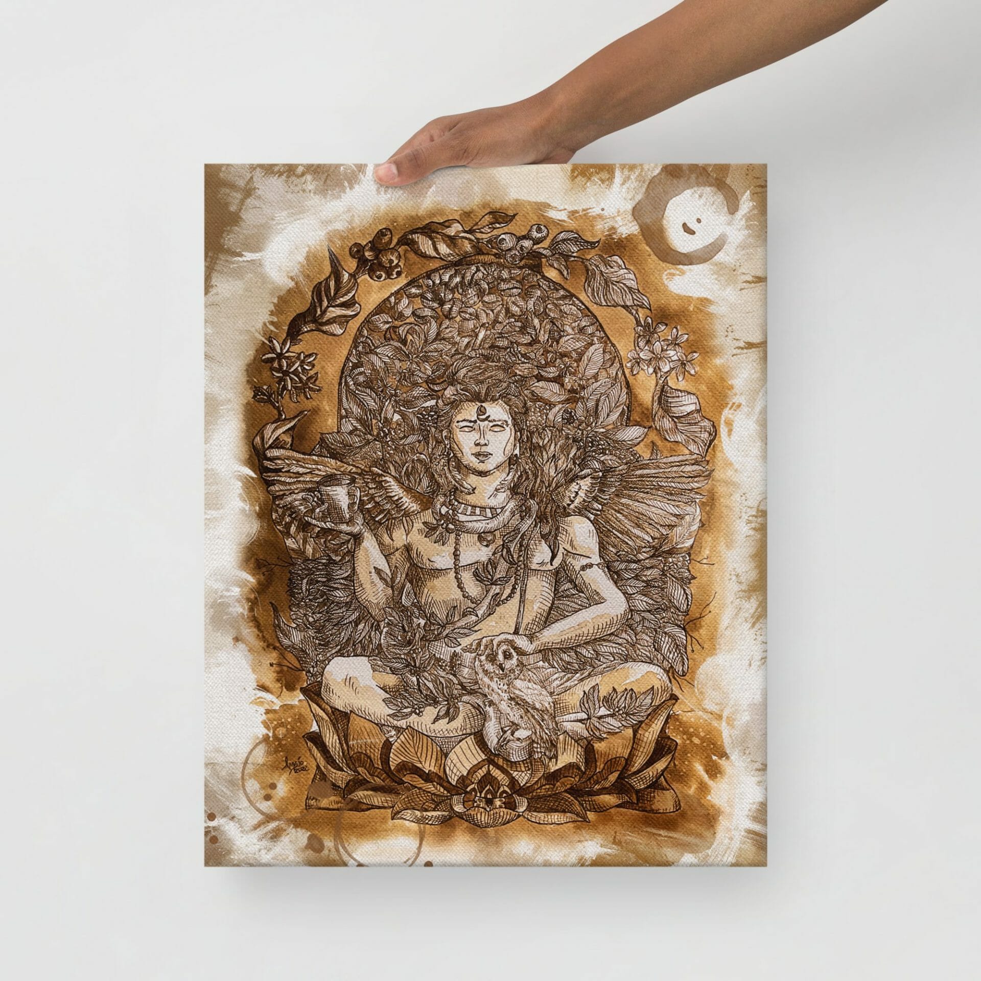 Buda nocturno - Serie cafeína - Impreso en lienzo fino listo para colgar